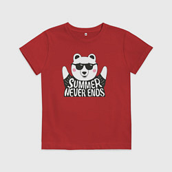 Футболка хлопковая детская Лето никогда не заканчивается, цвет: красный