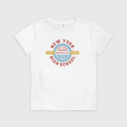 Футболка хлопковая детская New York high school, цвет: белый