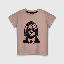 Футболка хлопковая детская Kurt Cobain Nirvana portrait, цвет: пыльно-розовый