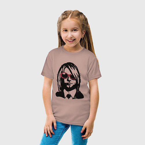 Детская футболка Kurt Cobain Nirvana portrait / Пыльно-розовый – фото 4