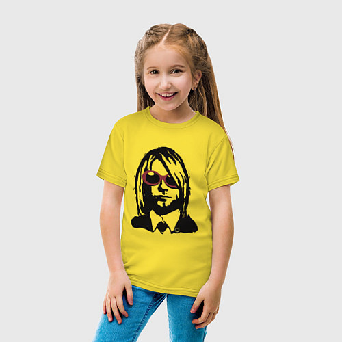 Детская футболка Kurt Cobain Nirvana portrait / Желтый – фото 4