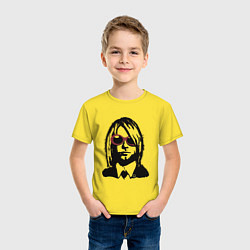 Футболка хлопковая детская Kurt Cobain Nirvana portrait, цвет: желтый — фото 2