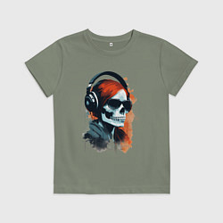 Детская футболка Grunge redhead girl skull