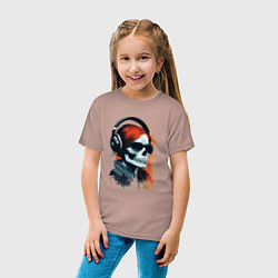 Футболка хлопковая детская Grunge redhead girl skull, цвет: пыльно-розовый — фото 2
