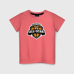 Футболка хлопковая детская All-star basket, цвет: коралловый