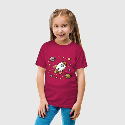 Детская футболка Ракета to the moon / Маджента – фото 4
