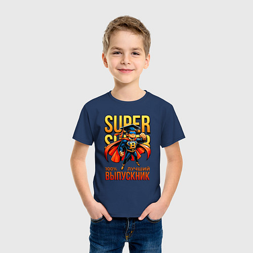 Детская футболка Super выпускник / Тёмно-синий – фото 3