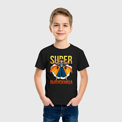 Футболка хлопковая детская Super выпускница, цвет: черный — фото 2