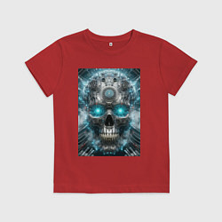 Детская футболка Electrified cyber skull - ai art fantasy