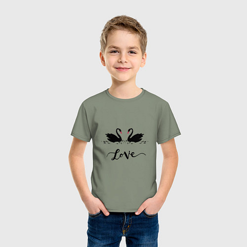 Детская футболка Черные лебеди любви с надписью love / Авокадо – фото 3