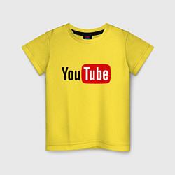 Футболка хлопковая детская You tube logo, цвет: желтый