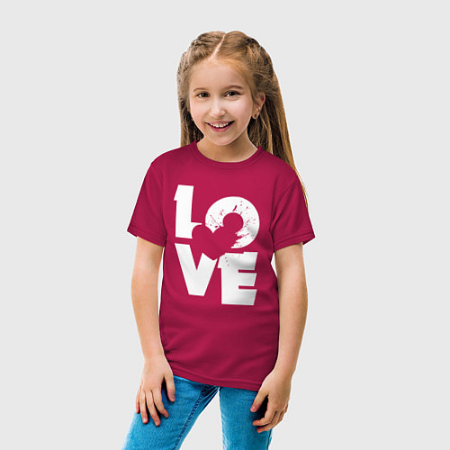 Детская футболка Love heart / Маджента – фото 4