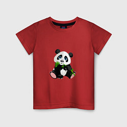 Футболка хлопковая детская Красивый медведь панда, цвет: красный