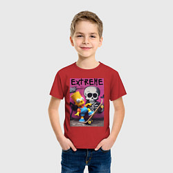Футболка хлопковая детская Bart Simpson and skateboard - extreme, цвет: красный — фото 2