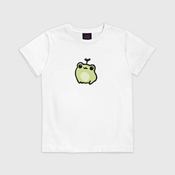 Детская футболка Милая зеленая лягушка улыбается