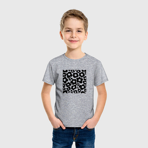Детская футболка Абстрактный черный цветочный узор / Меланж – фото 3