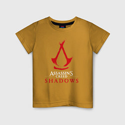 Футболка хлопковая детская Assassins creed shadows logo, цвет: горчичный