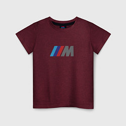 Футболка хлопковая детская BMW logo sport, цвет: меланж-бордовый