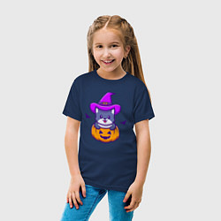 Футболка хлопковая детская Kitty halloween, цвет: тёмно-синий — фото 2