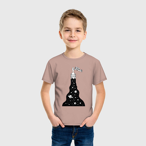 Детская футболка Художник космонавт / Пыльно-розовый – фото 3