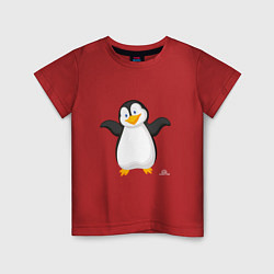 Футболка хлопковая детская Веселый пингвин красивый, цвет: красный
