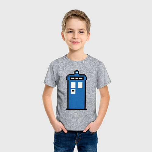 Детская футболка Tardis pixels / Меланж – фото 3