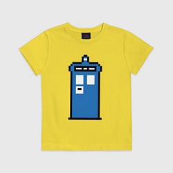 Футболка хлопковая детская Tardis pixels, цвет: желтый