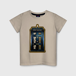 Футболка хлопковая детская Tardis Sherlock, цвет: миндальный