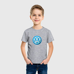 Футболка хлопковая детская Volkswagen logo blue, цвет: меланж — фото 2