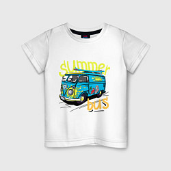 Футболка хлопковая детская Summer bus, цвет: белый