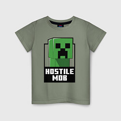 Футболка хлопковая детская Minecraft hostile mob, цвет: авокадо