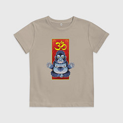 Футболка хлопковая детская Релакс горилла, цвет: миндальный
