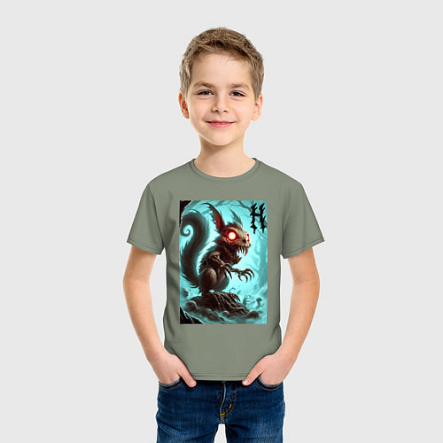 Детская футболка Жуткая белка - хэллоуин / Авокадо – фото 3