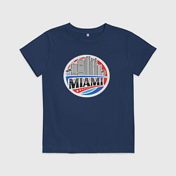 Футболка хлопковая детская США Майами, цвет: тёмно-синий