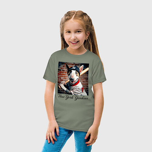 Детская футболка Bull terrier - New York yankees baseball team / Авокадо – фото 4