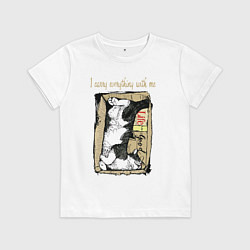 Детская футболка Кот в картонной коробке