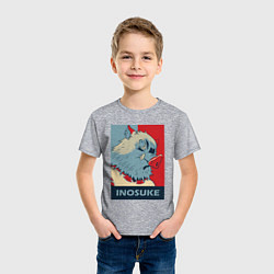 Футболка хлопковая детская Иноскэ Хасибира, цвет: меланж — фото 2