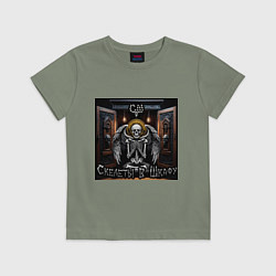 Футболка хлопковая детская Сингл Скелеты в шкафу, цвет: авокадо