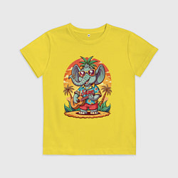 Детская футболка Слон играет на гитаре жаркое лето