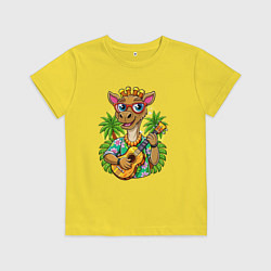 Детская футболка Жираф играет на гитаре жаркое лето