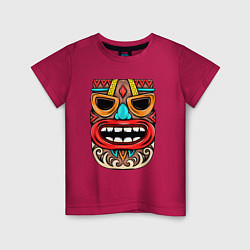 Футболка хлопковая детская Tiki mask, цвет: маджента