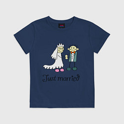 Футболка хлопковая детская Just married, цвет: тёмно-синий