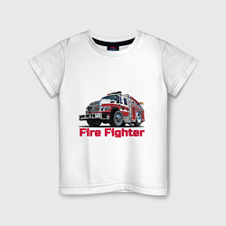 Футболка хлопковая детская Fire fighter, цвет: белый