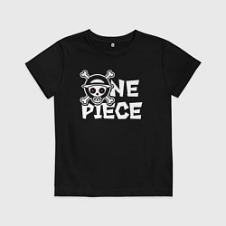 Футболка хлопковая детская One piece - логотип, цвет: черный