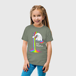 Футболка хлопковая детская Единорог - не любит людей, цвет: авокадо — фото 2