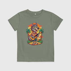 Детская футболка Волк с гитарой и жаркое лето