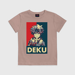 Футболка хлопковая детская Моя геройская академия Идзуку Мидория герой, цвет: пыльно-розовый