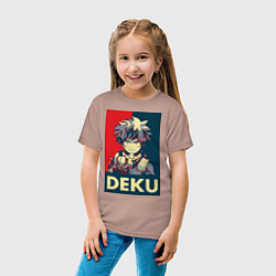 Футболка хлопковая детская Моя геройская академия Идзуку Мидория герой, цвет: пыльно-розовый — фото 2
