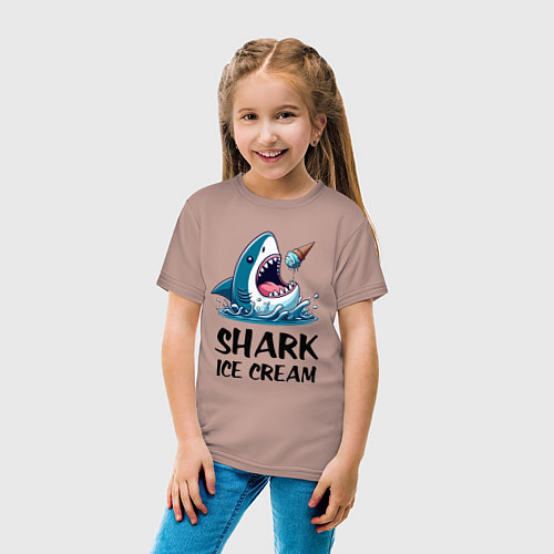 Детская футболка Shark ice cream - ai art / Пыльно-розовый – фото 4