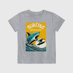 Детская футболка Акула и серфер - нейросеть